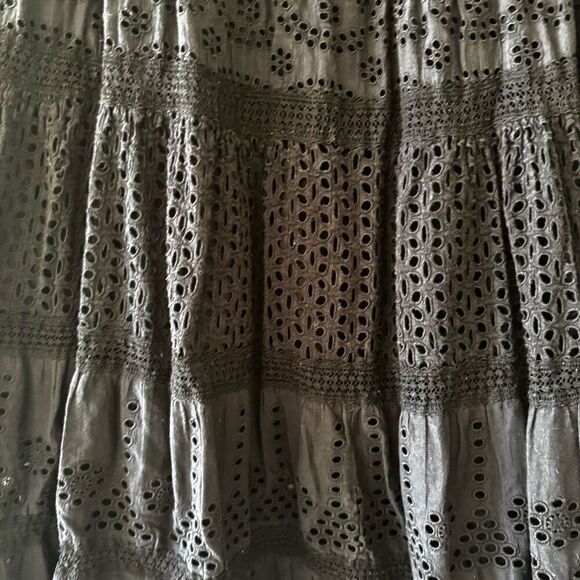 Ralph Lauren Y2K black eyelet tiered lined midi skirt Sz M # 2403 - Picture 8 of 16
